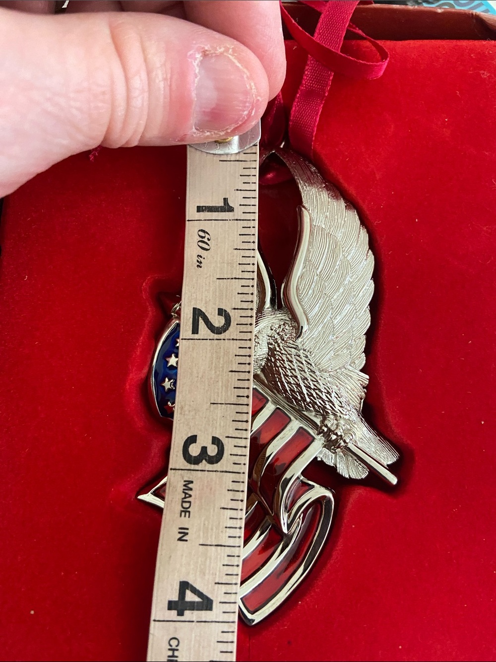 NiB GORHAM Patriotic Eagle American Flag Ornament - Picture 7 of 8